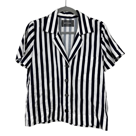 Reformation Striped Collared Pajama Top Size Small - Picture 3 of 6
